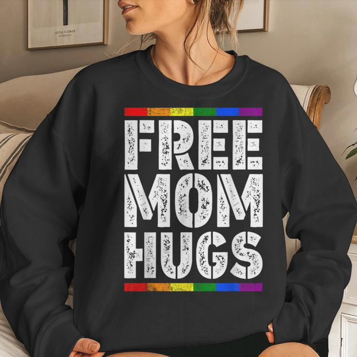 Women Free Mom Hugs Rainbow Proud Mom Lgbt Pride Month Women Sweatshirt Gifts for Her