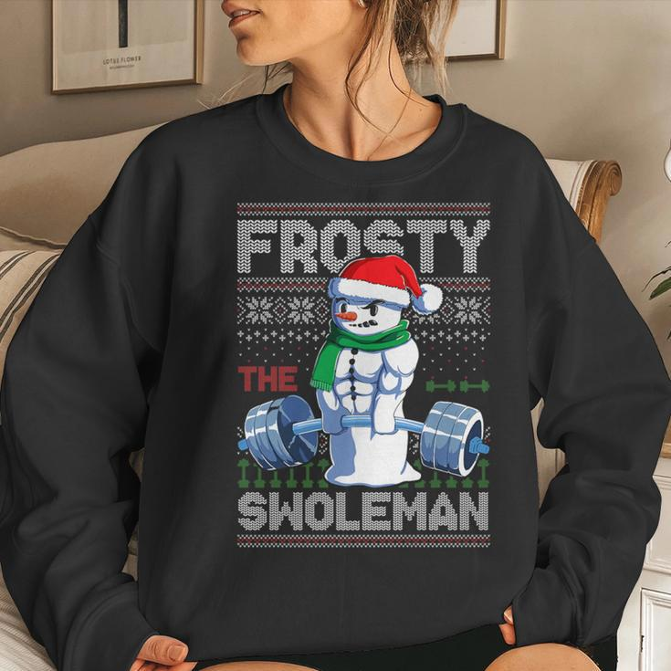 Frosty The Swoleman Ugly Christmas Sweater Snowman Gym Women Sweatshirt Gifts for Her