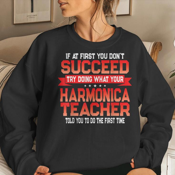 Fun Harmonica Teacher School Music Quote Women Sweatshirt Gifts for Her