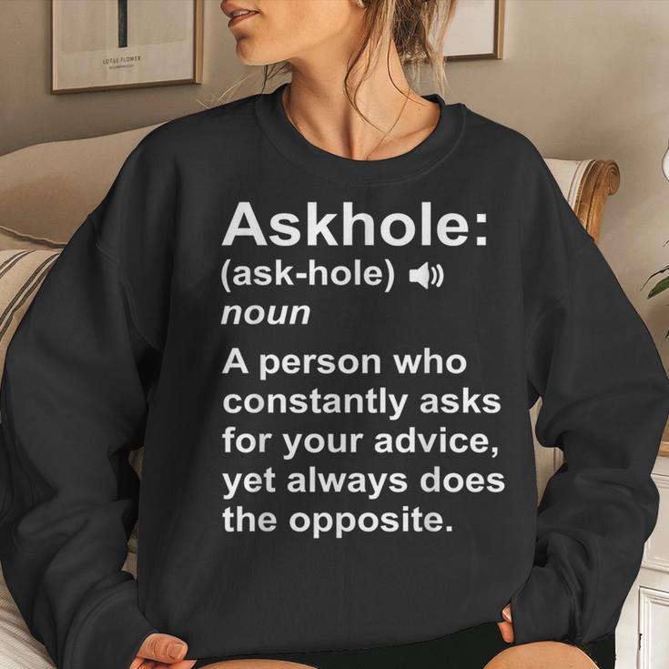 Askhole Definition Dictionary Word Gag Sarcastic Women Sweatshirt Gifts for Her