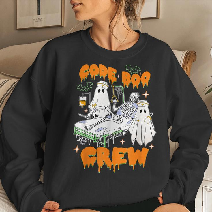 Ghost Nurse Halloween Costume Nursing Code Boo Crew Women Sweatshirt Gifts for Her