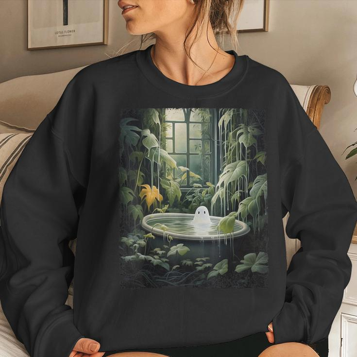 Halloween Ghost In The Bathtub Plant Lover Botanical Women Sweatshirt Gifts for Her