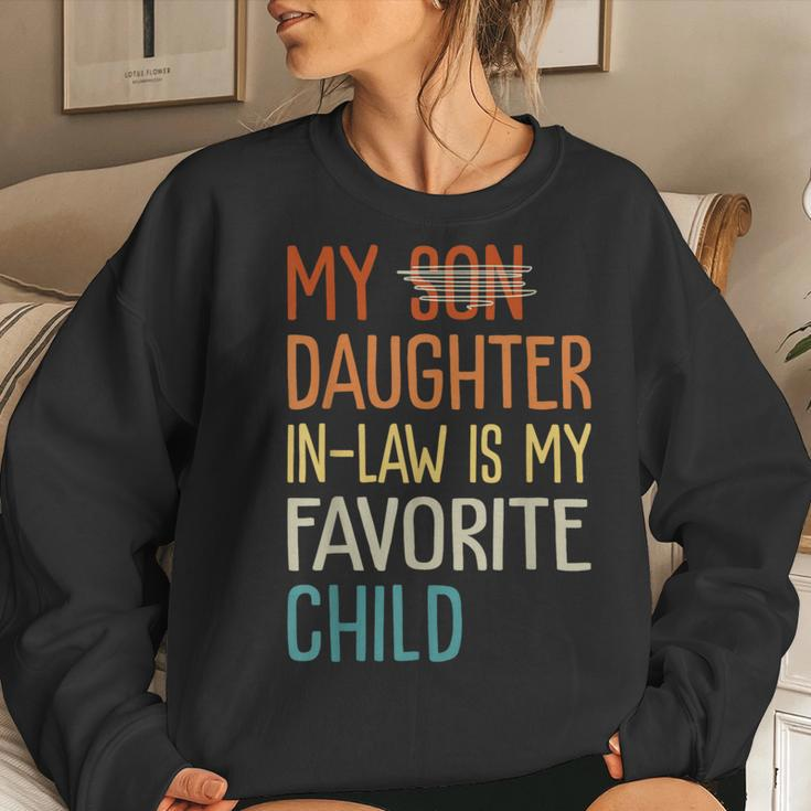 Funny Humor My Daughter In Law Is My Favorite Child Vintage Women Crewneck Graphic Sweatshirt Gifts for Her