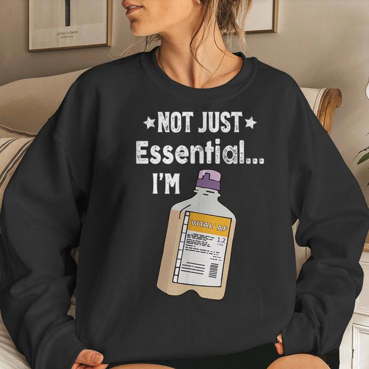 Funny Nurse Dietician Rd Rn Not Just Eessential Im Vital Af Women Crewneck Graphic Sweatshirt Gifts for Her