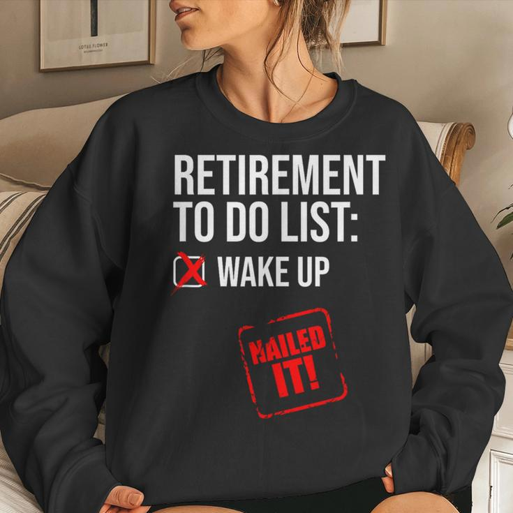 Funny Retirement To Do List Nailed It Retired Retiree Humor Women Crewneck Graphic Sweatshirt Gifts for Her