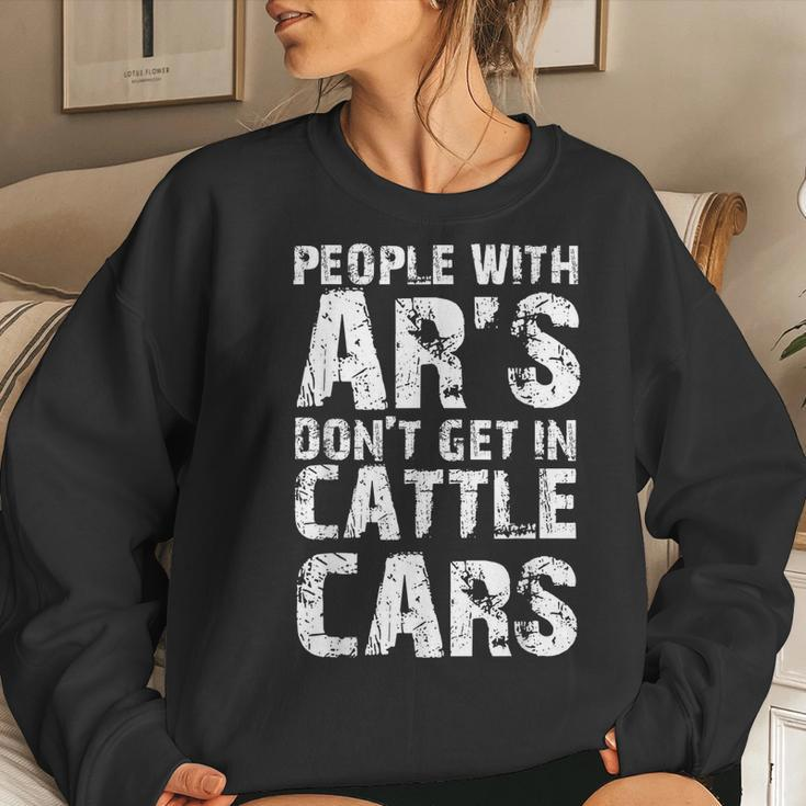 Funny Sarcastic People With Ars Dont Get In Cattle Cars Women Crewneck Graphic Sweatshirt Gifts for Her