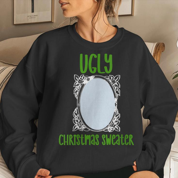 Ugly Christmas Sweater With Mirror Non- Reflective Women Sweatshirt Gifts for Her