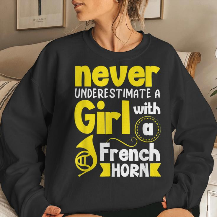 Never Underestimate A Girl With A French Horn Women Sweatshirt Gifts for Her
