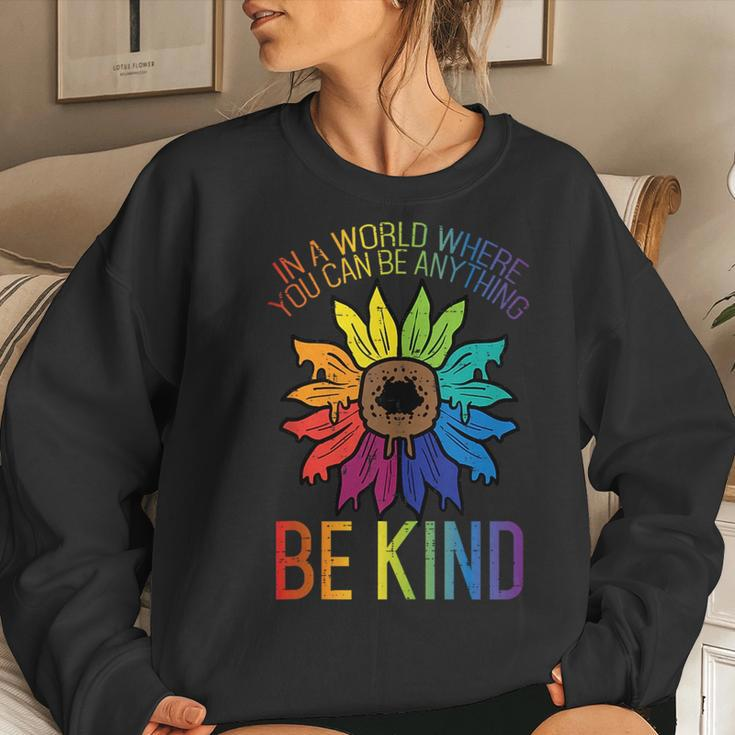 Gay Pride Be Kind Sunflower Rainbow Flag Lgbtq Women Girls Women Sweatshirt Gifts for Her