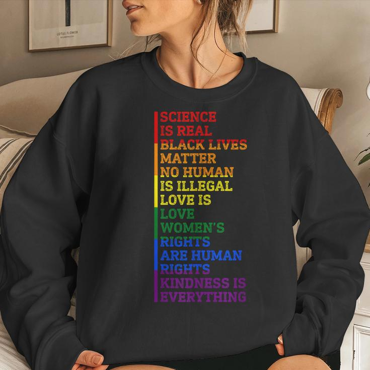Gay Pride Science Is Real Black Lives Matter Rights Sweatshirt Gifts for Her