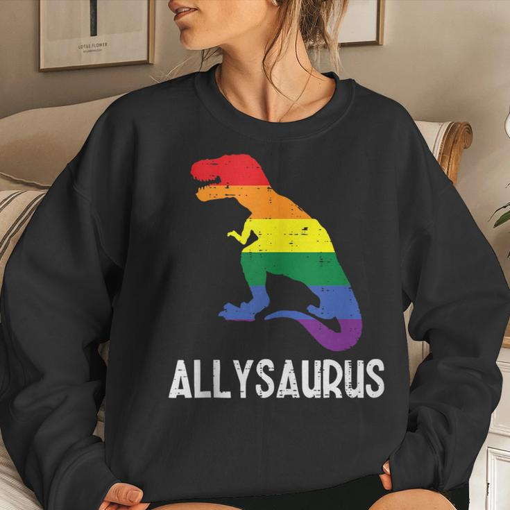 Gay Rainbow Dino Trex Ally Saurus Lgbt Flag Boys Toddler Kid Women Sweatshirt Gifts for Her