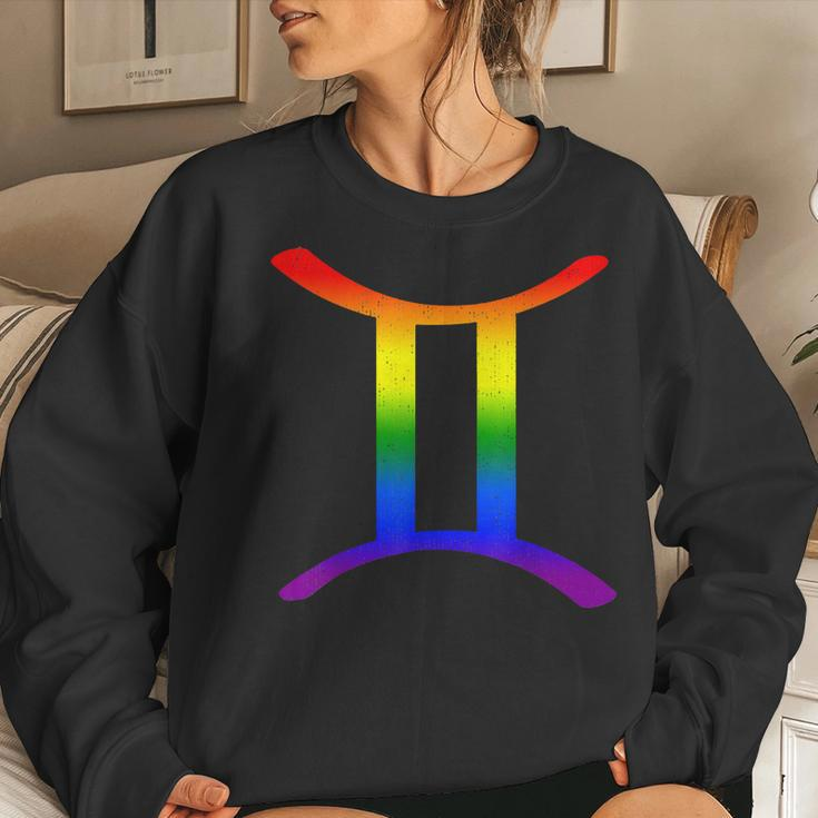 Gemini Lgbt Zodiac Sign Lgbt Rainbow Pride Gay Women Sweatshirt Gifts for Her