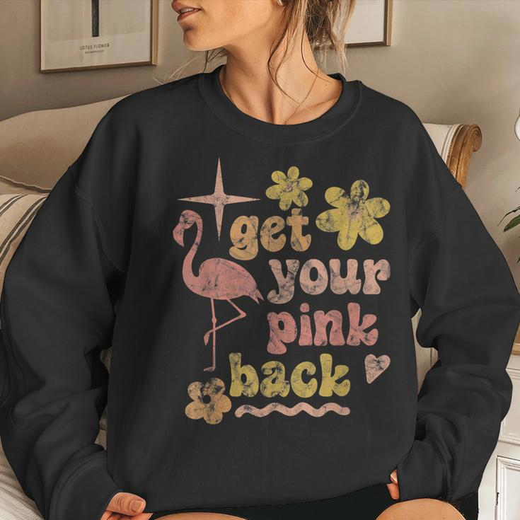Get Your Pink Back Funny Flamingo Graphic Women Crewneck Graphic Sweatshirt Gifts for Her