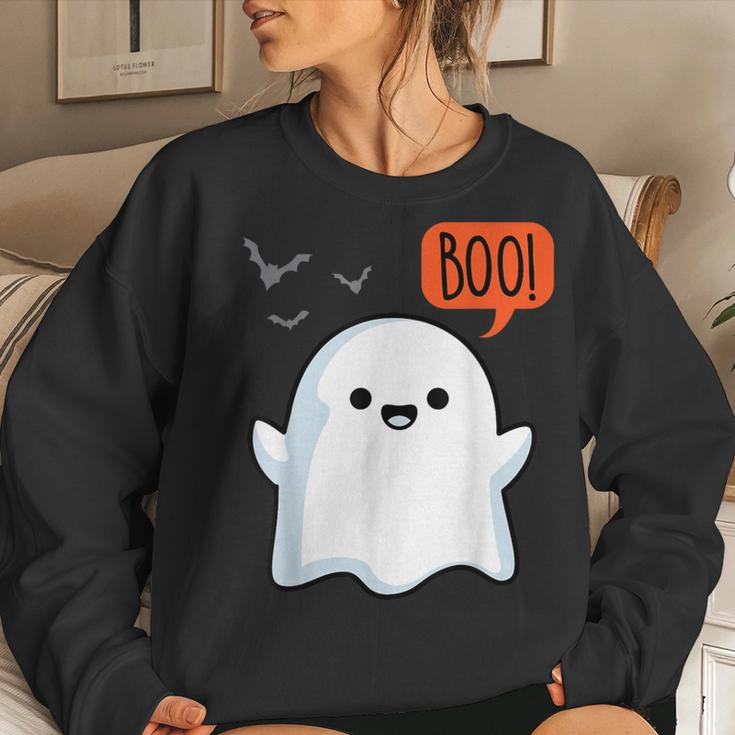 Ghost Saying Boo Spooky Halloween Cute Toddler Boys Girls Women Sweatshirt Gifts for Her
