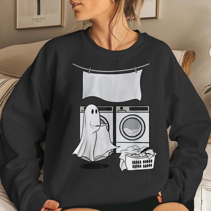 Ghost Wash Clothes Spooky Season Retro Halloween Women Sweatshirt Gifts for Her