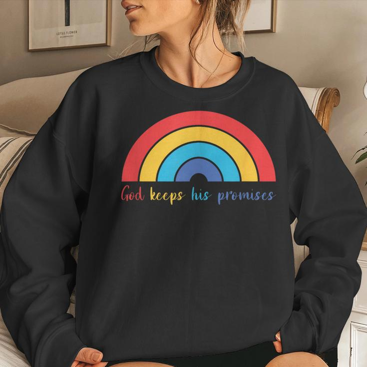 God Keeps His Promises Rainbow Lovely Christian Christianity Women Sweatshirt Gifts for Her