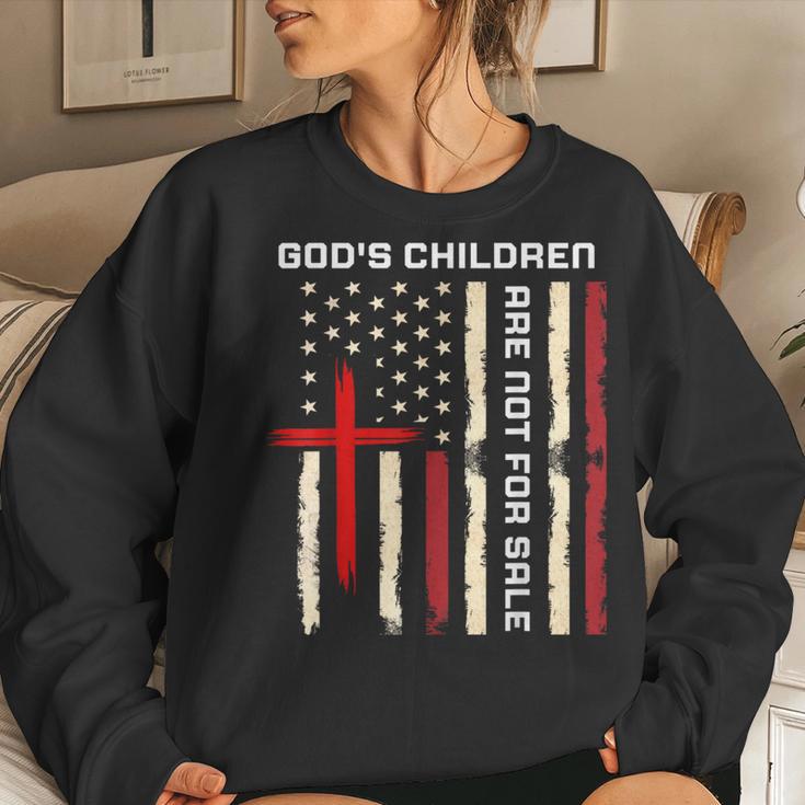 Gods Children Are Not For Sale Vintage Gods Children Quote Women Crewneck Graphic Sweatshirt Seseable UK