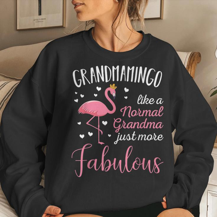 Grandmamingo Like A Grandma Only Fabulous Pink Flamingo Women Crewneck Graphic Sweatshirt Gifts for Her