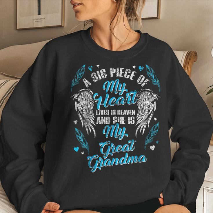My Great Grandma Lives In Heaven Memorial Blue Angel Women Sweatshirt Gifts for Her