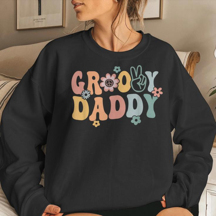 Groovy Daddy Retro Dad Matching Family 1St Birthday Party Women Sweatshirt Gifts for Her