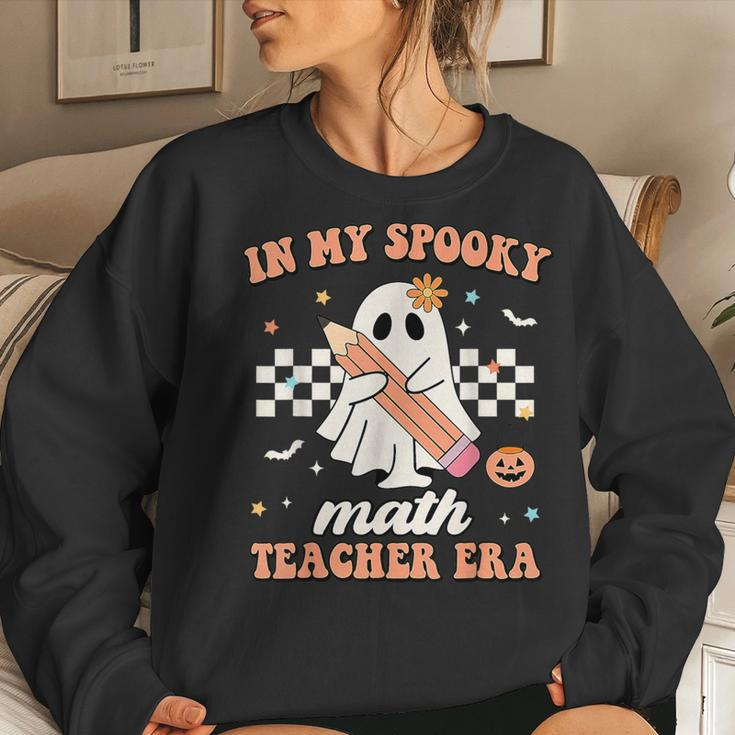 Groovy In My Spooky Math Teacher Era Ghost Halloween Women Sweatshirt Gifts for Her