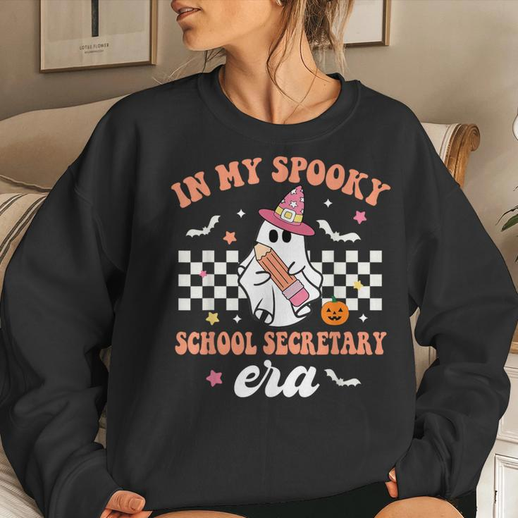 Groovy In My Spooky School Secretary Era Ghost Halloween Women Sweatshirt Gifts for Her