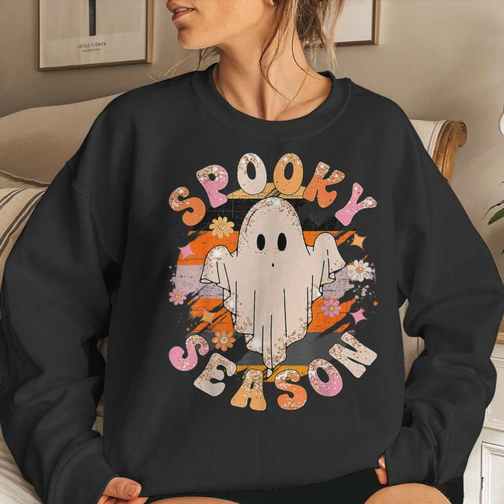 Groovy Spooky Season Ghost Flower Halloween Costume Girls Women Sweatshirt Gifts for Her