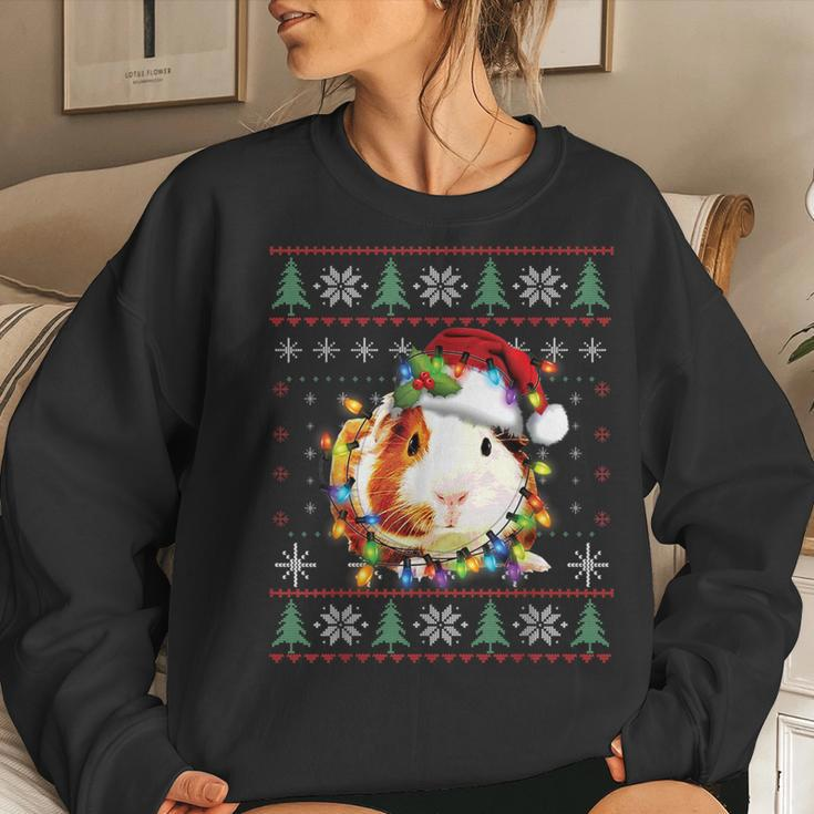 Guinea Pig Christmas Fairy Lights Santa Ugly Sweater Pajamas Women Sweatshirt Gifts for Her