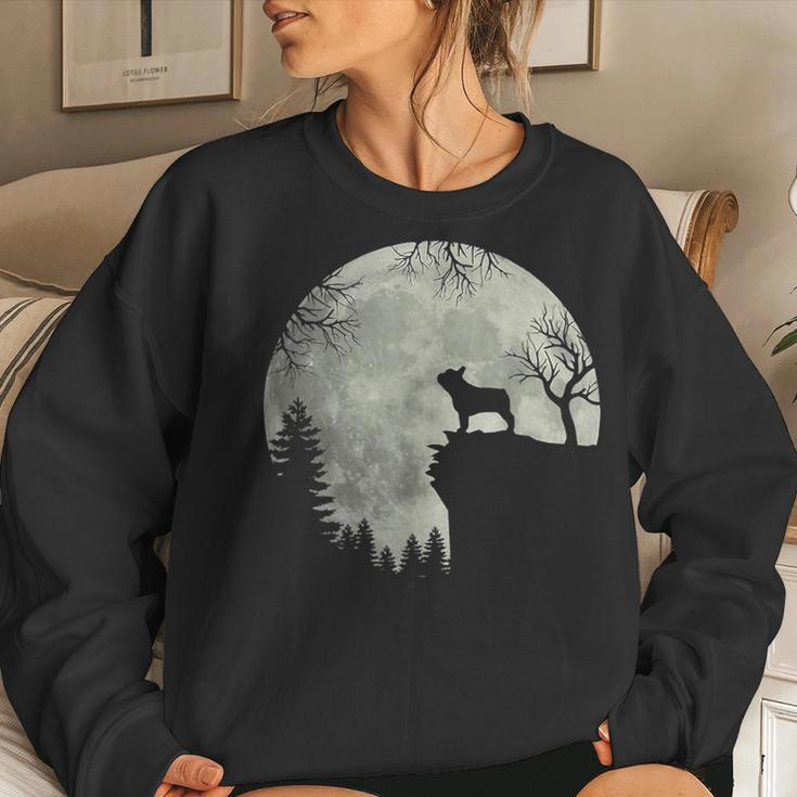 Halloween Dog Frenchie Frenchie Dog Moon Howl In Forest Women Sweatshirt Gifts for Her