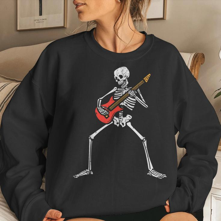 Halloween Skeleton Rocker Guitar Punk Rock Costume Women Sweatshirt Gifts for Her