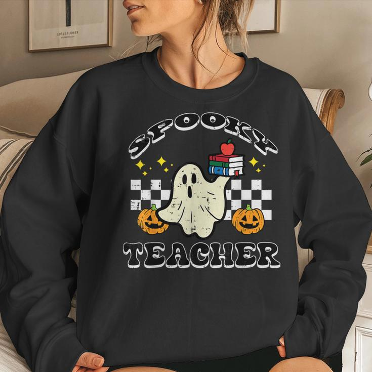 Halloween Spooky Teacher Ghost Retro Groovy Costume Women Sweatshirt Gifts for Her