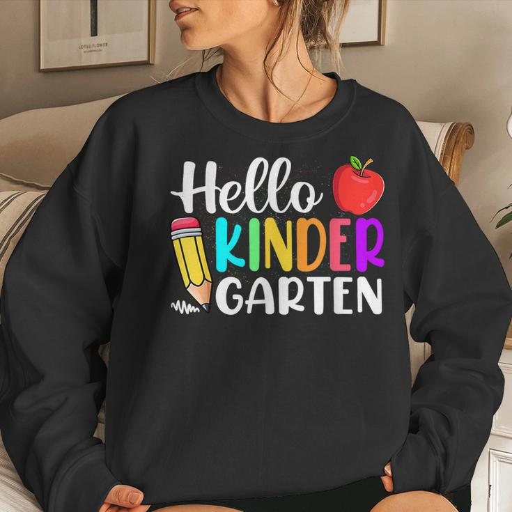 Happy First Day Of Kindergarten Hello Back To School Teacher Women Sweatshirt Gifts for Her