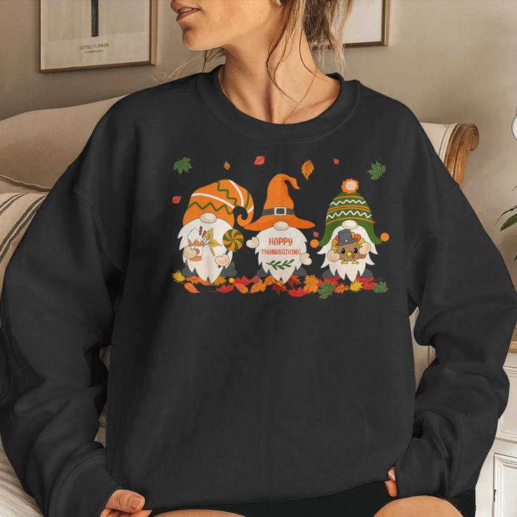 Happy Thanksgiving Fall Gnomes Pumpkin Spice Turkey Hippie Women Sweatshirt Gifts for Her