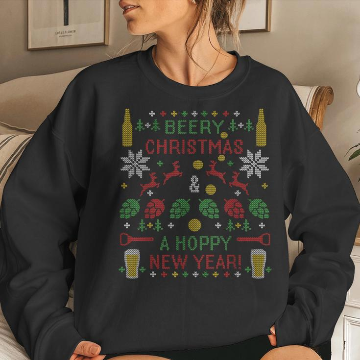 Hoppy Beer Drinker Ipa Ugly Christmas Sweater Party Drinking Women Sweatshirt Gifts for Her