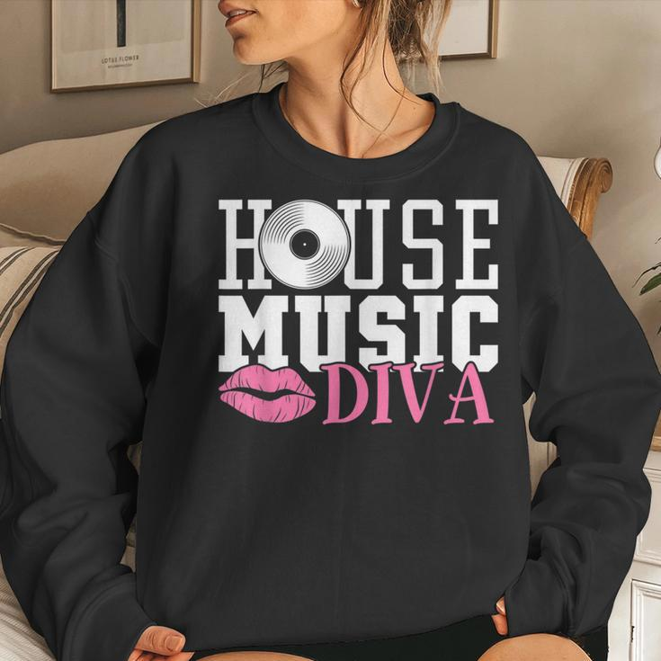 House Music Diva - Dj Edm Rave Music Festival Women Crewneck Graphic Sweatshirt Gifts for Her
