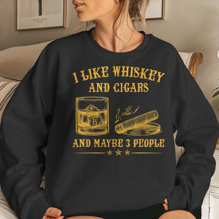 I Like Whiskey And Cigars And Maybe 3 People Vintage Women Sweatshirt Gifts for Her