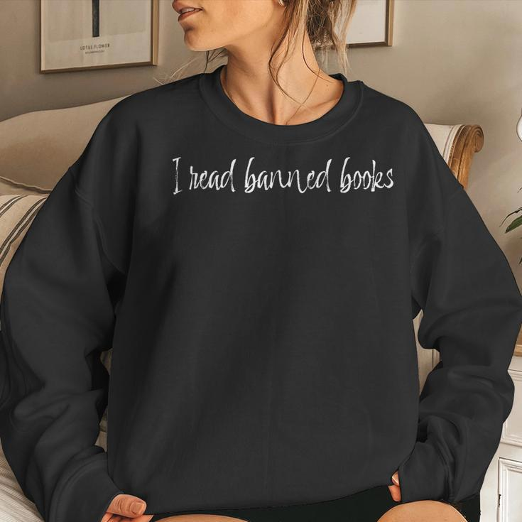 I Read Banned Books Womens Gift For Womens Women Crewneck Graphic Sweatshirt Gifts for Her
