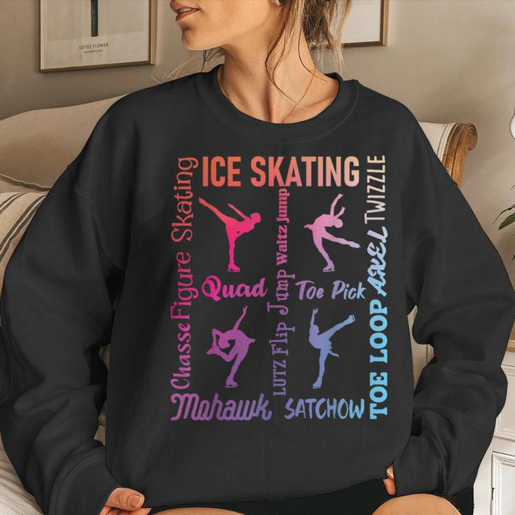 Ice Skating - Typography Girl Figure Skater Ice Skates Women Crewneck Graphic Sweatshirt Gifts for Her