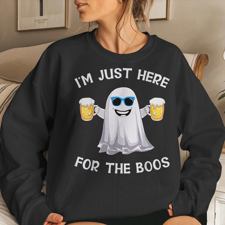 I'm Just Here For The Boos Ghost Halloween Beer Lover Women Sweatshirt Gifts for Her