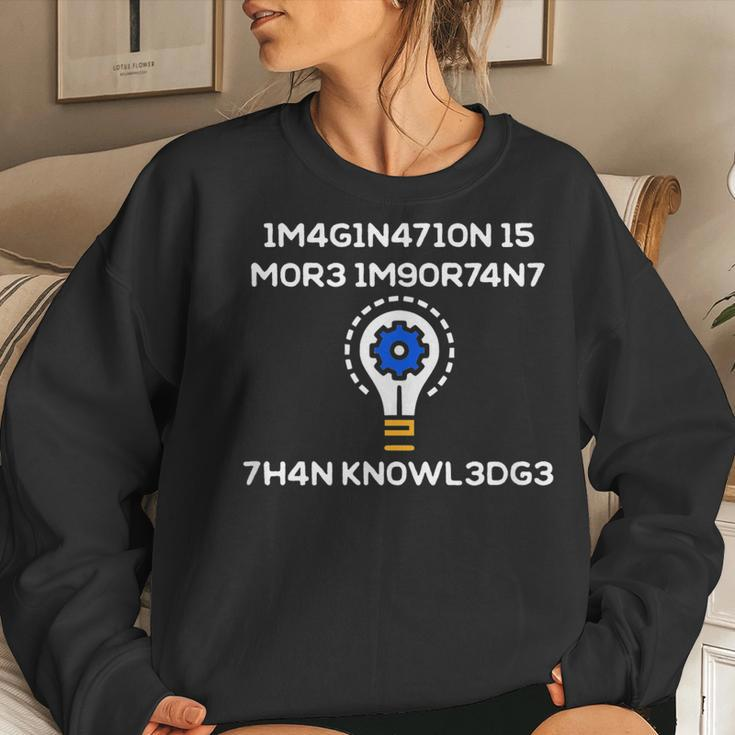 Imagination Is More Important Than Knowledge Numerical Code Women Crewneck Graphic Sweatshirt Gifts for Her