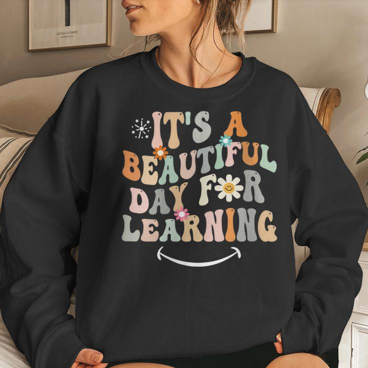 It's Beautiful Day For Learning Retro Teacher Students Women Sweatshirt Gifts for Her