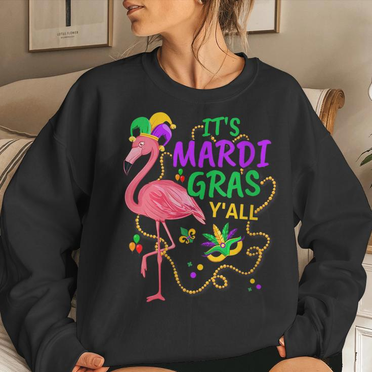 Its Mardi Gras Yall Jester Flamingo Fat Tuesday Parades Women Sweatshirt Gifts for Her