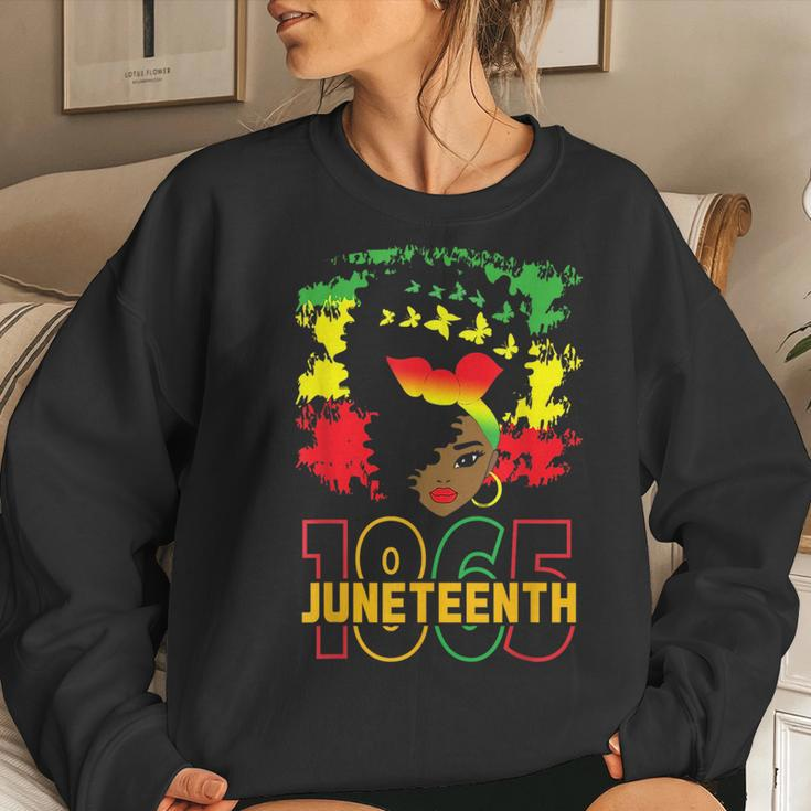 Junenth Celebrating 1865 Awesome Messy Bun Black Women Women Crewneck Graphic Sweatshirt Gifts for Her
