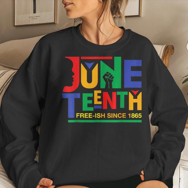 Junenth Free-Ish Since 1865 Melanin Ancestor Black Women Women Crewneck Graphic Sweatshirt Gifts for Her