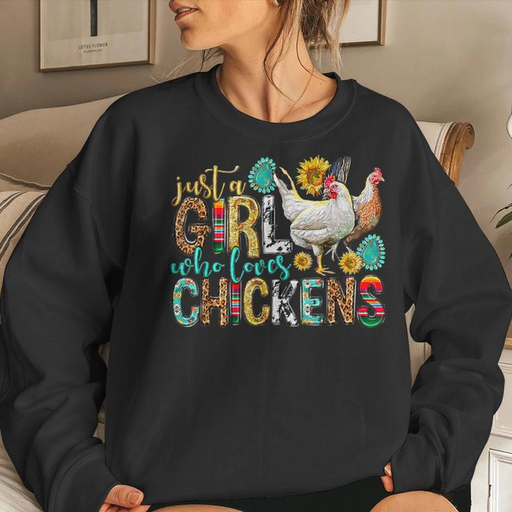 Just A Girl Who Loves Chickens Farm Lover Cute Chicken Buffs Women Sweatshirt Gifts for Her