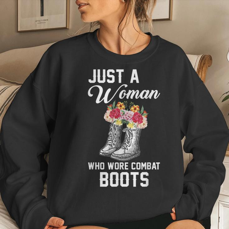 Just A Woman Who Wore Combat Boots Women Sweatshirt Gifts for Her