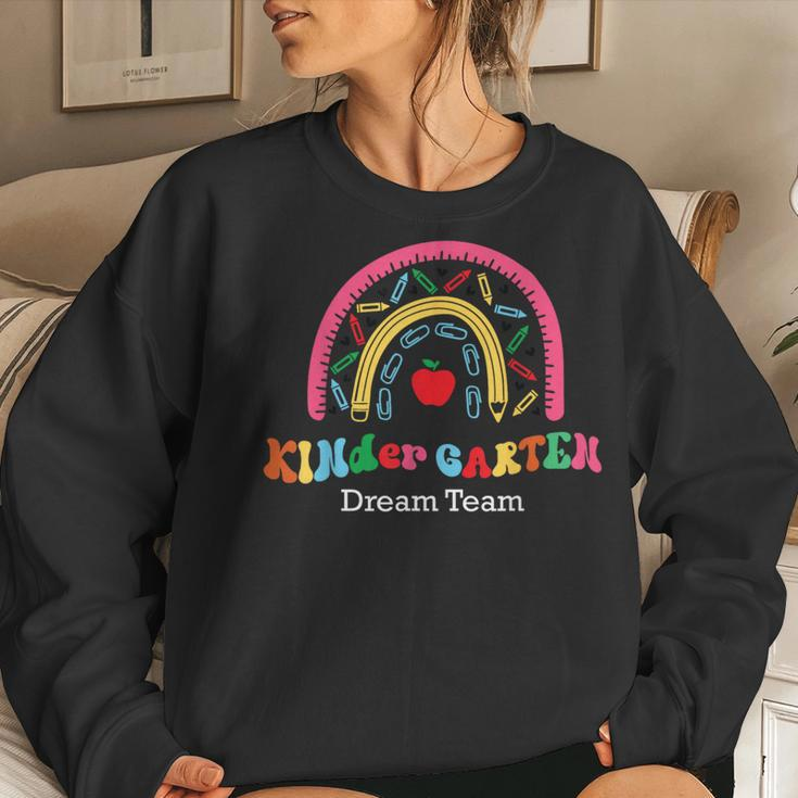 Kindergarten Dream Team Rainbow Welcome Back To School Women Sweatshirt Gifts for Her