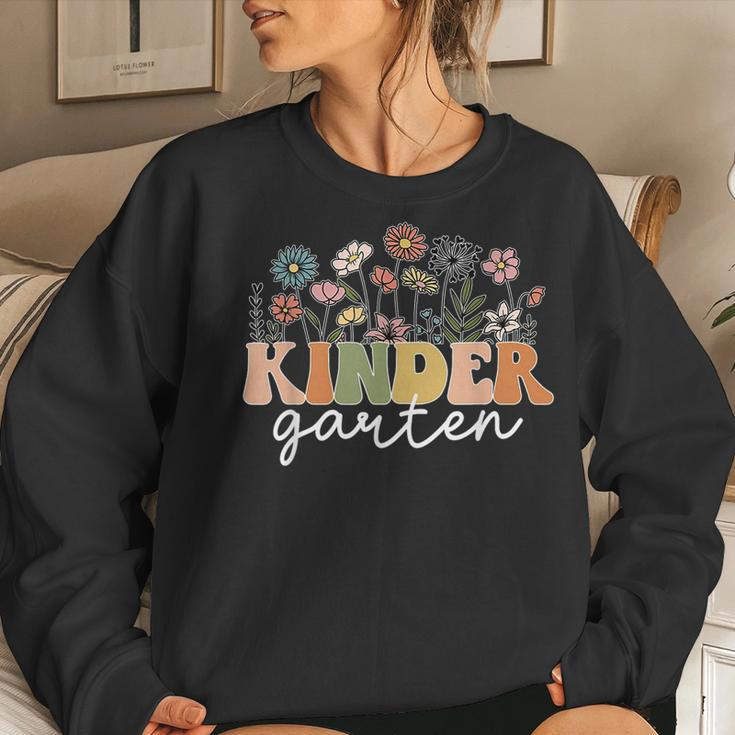 Kindergarten Teacher Wildflower Back To School Floral Outfit Women Sweatshirt Gifts for Her
