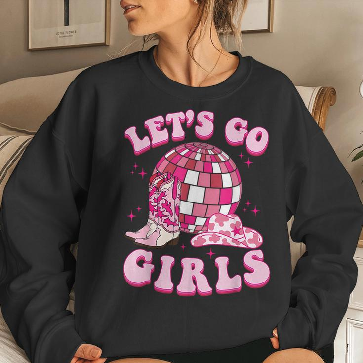 Let's Go Girls Cowgirl Boot Hat Disco Bachelorette Party Women Sweatshirt Gifts for Her