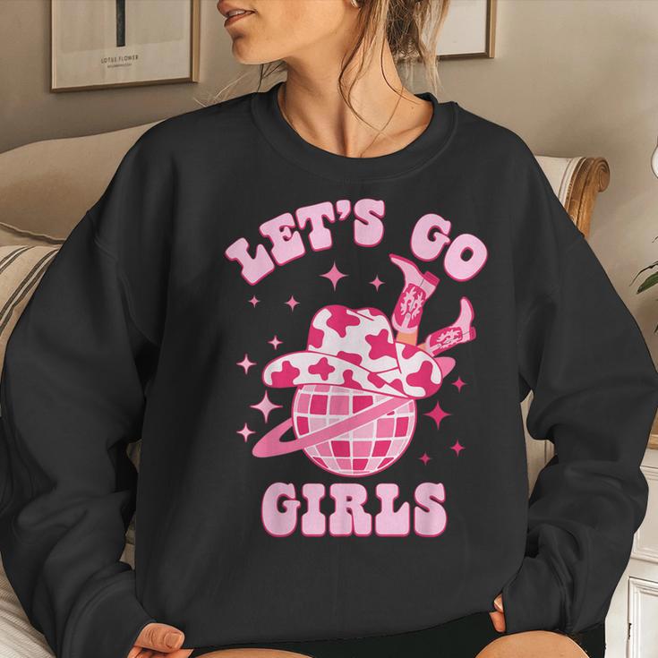 Let's Go Girls Western Cowgirl Groovy Bachelorette Party Women Sweatshirt Gifts for Her